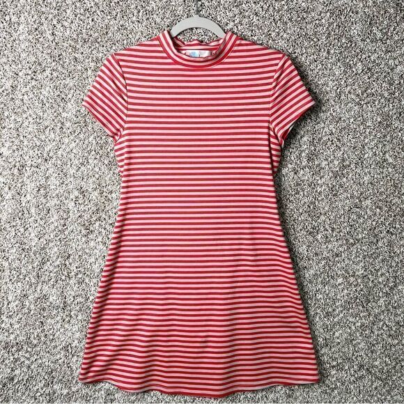 Free People Dress Women’s Small Beach On The Line Striped Mock Neck Short Sleeve - Picture 1 of 6